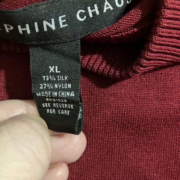 Josephine Chaus XL Red Cardigan, Silk Blend Stretch Sweater Lightweight Cardigan - Picture 7 of 9